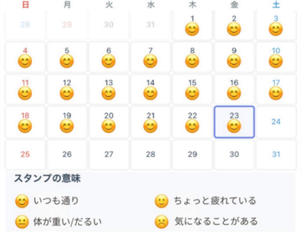 体調報告カレンダー